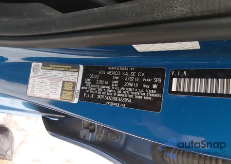 2022 Kia Forte Gt-Line из США, поврежденный, VIN 3KPF54AD3NE468954